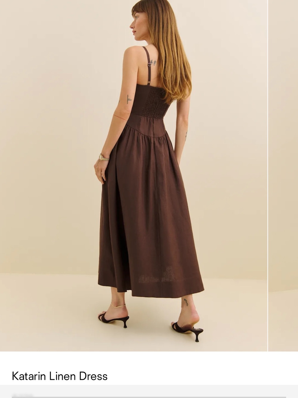 JUST WEAR ONCE Reformation Katarin Linen Dress Brown - Size 4